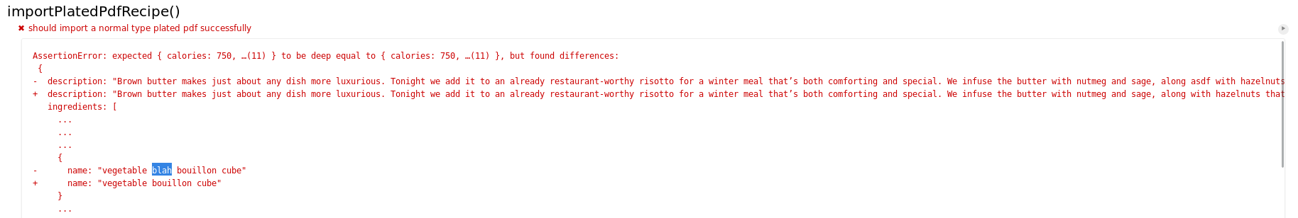 Nicely formatted deep equal assertion error message